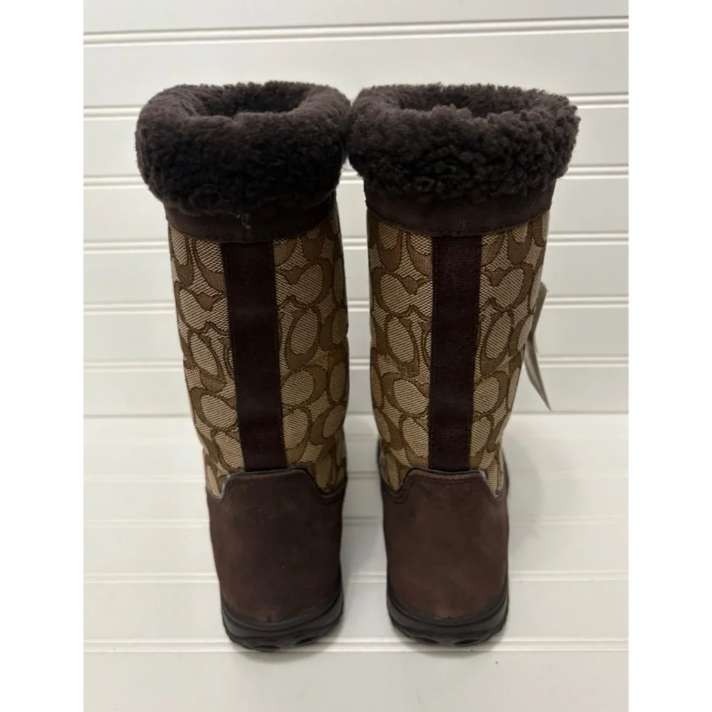 COACH Sherman Brown Signature Vintage Y2K Faux Fur Snow Boots Womens Size 6 NEW - Picture 5 of 8